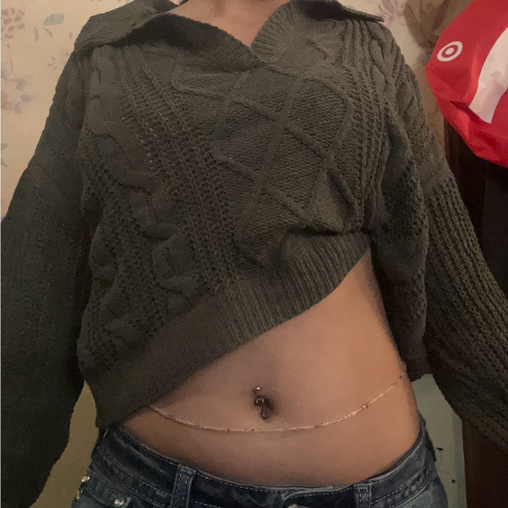 Olive Green Cable Knit Sweater